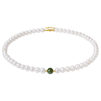 珍珠皇后 6.3-7.3mm淡水珍珠项链S925银和田玉全珠链女