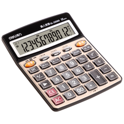 得力 12位金属面板语音计算器  中号 香槟金33560