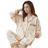 婧麒(JOYNCLEON)月子服夏季薄款纯棉产后孕妇睡衣女怀孕期产妇喂奶哺乳家居服 杏色_Jyz62756 L(建议100_120斤)