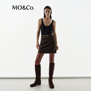 MO&Co.【NOIR系列】短裙2025冬附腰带半身裙小A字复古MBE4SKT024 军绿色 S