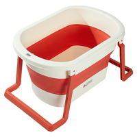 日康 泡澡桶 儿童折叠感温浴桶婴儿洗澡盆 宝宝洗澡桶 珊瑚粉X1038-2
