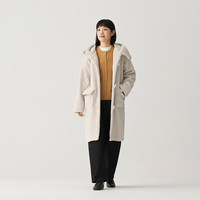 無印良品 MUJI(無印良品 )女式 可水洗抓绒 牛角扣外套 女装女款棉衣25年冬季大衣 CB32CC5A 象牙白色