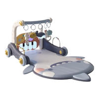 移动端、京东百亿补贴：盟石 婴儿玩具0-1岁新生儿礼盒架宝宝用品脚踏钢琴学步车满月 男宝蓝鲨-充电电池-加大加厚加固