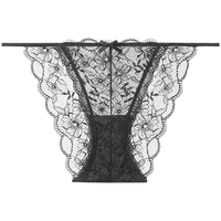 维多利亚的秘密 性感花漾蕾丝覆面细带比基尼三角裤女士内裤 54A2黑曜石 11250426 1条 S