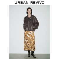 URBAN REVIVO UWJ150046 复古机车皮衣 红棕 M