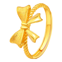 老庙黄金 戒指女足金蝴蝶结活口戒指在逃公主520 蝴蝶结戒指约3.15g