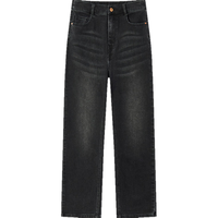 森马 Semir森柔牛仔|牛仔裤女复古简约长裤2024秋季直筒裤 牛仔水洗黑98201 170/92A/XL