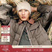 卡尔文·克莱恩 Jeans 男士复古轻薄绗缝灯芯绒衬衫领宽松羽绒服 PAY-摩卡棕