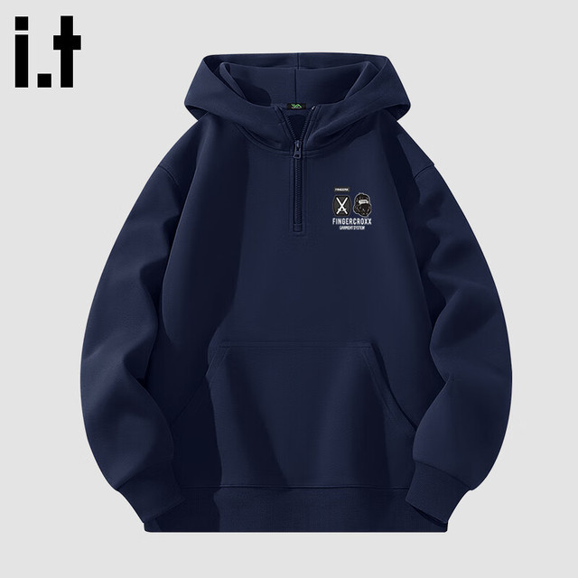 男士半拉链连帽卫衣