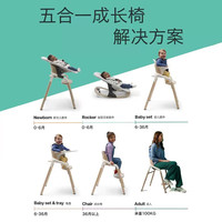 博格步Dragonfly双向乘坐城市功能型儿童推车+儿童餐椅(5件套) 餐椅 原木白+黑架午夜黑蓬-黑座