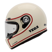 VEGA 摩托车头盔 复古全盔 喜气米白 M