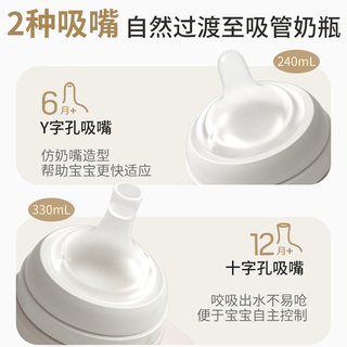 贝亲自然离乳PPSU重力球吸管杯双把手防胀气防呛奶瓶店 240ml奶瓶+十字孔吸嘴（适用6-12个月+）