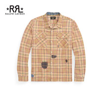RRL 男装 25年秋季补丁格纹斜纹棉布营领衬衫RL95356 800-多色 L