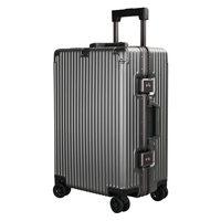 ROCKLAND美国洛克兰行李箱男铝框拉杆箱皮箱登机商务旅行箱密码箱 银灰色 24英寸