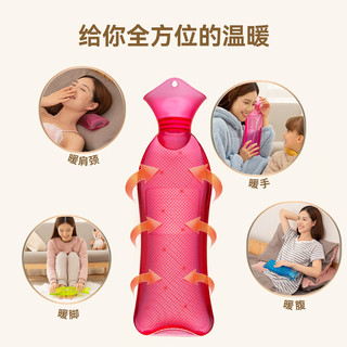 samply三朴热水袋注水长条暖水热敷肚子中号加厚暖手宝 中号800ml浅蓝色