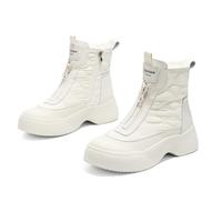 雅格狮丹 女士雪地靴 真毛内里前拉链加绒保暖棉靴