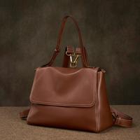 凯撒 女士手工植鞣牛皮复古双肩包大容量手提单肩斜挎包