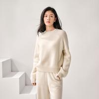 珍贝 法式慵懒 女士圆领长袖羊绒衫