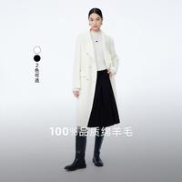 LILY 女士复古双排扣毛呢大衣