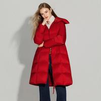 她图 百搭时尚白鸭绒外套加厚宽松保暖中长款羽绒服女