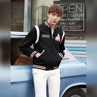 J.Lindeberg 金·林德伯格 秋冬虎头印花多色拼接棒球款式休闲保暖毛呢外套夹克男