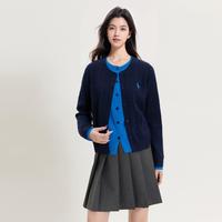 三彩 25冬款假两件毛针织开衫绞花刺绣胖MM