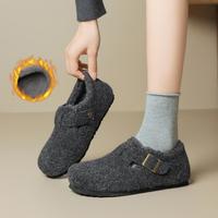 则则 秋冬毛毛平底鞋柔软时装通勤鞋加绒新款勃肯鞋女单鞋