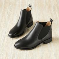 百思图 秋冬季保暖商场同款简约切尔西靴粗跟女短靴绒里可选