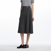莱茵福莱尔 朗姿集团百褶长款高腰A字裙秋款半裙学院风