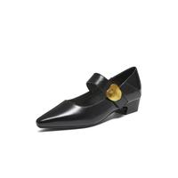 百思图 2025春秋季玛丽珍鞋时尚潮流复古尖头女单鞋