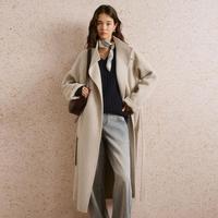 气质长款立领一粒扣毛呢羊毛大衣
