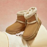 百思图 秋冬季保暖户外运动休闲雪地靴厚底女短靴