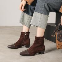 NINE WEST 短筒女靴子圆头粗跟2025款春秋冬慵懒气质经典日系时装靴