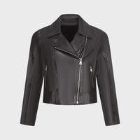 限尺码：Massimo Dutti 侧拉链高级质感皮衣酷飒气质夹克外套女