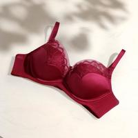 爱慕 新婚红品软托薄杯隐孔文胸内衣薄款女
