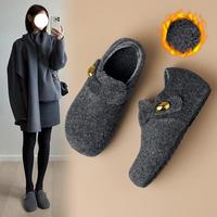 则则 保暖棉鞋女一脚蹬毛毛鞋女鞋冬季新款毛绒勃肯鞋女单鞋