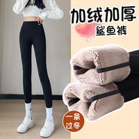 莫代尔 特厚加绒鲨鱼裤女秋冬外穿高腰收腹提臀芭比裤东北加厚保暖打底裤