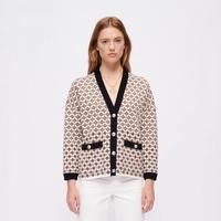 maje 冬季女装宽松提花针织开衫毛衣老花款小香风外套上衣