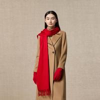 ERDOS 1980 秋冬纯羊绒流苏水纹百搭羊绒围巾