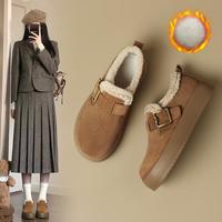 则则 保暖棉鞋女厚底鞋乐福鞋女鞋秋冬季加绒勃肯鞋女单鞋