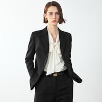 朗姿 法式复古气质通勤纯羊毛西服上衣职业正装西装上衣冬