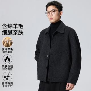 a.b.x 羊毛混纺 男士毛呢短款大衣