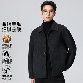  a.b.x 羊毛混纺 男士毛呢短款大衣