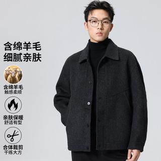  a.b.x 羊毛混纺 男士毛呢短款大衣