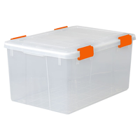 爱丽思密封收纳箱防潮大号透明盒数码衣服书整理箱储物箱车载食品（MBR13：44.7x29.5x16.2 cm、升级款【防潮、防尘】推荐数码设备、精密仪器、影集字画、 S橙）