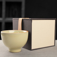 易信 米黄汝窑杯陶瓷 钟形杯