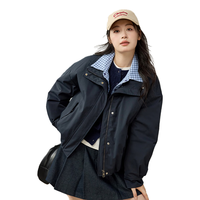 鸭鸭（YAYA）【设计系列】复古时尚轻薄羽绒服女2025潮流高领夹克衫外套MY 粉色 S 155/80A