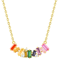 潮宏基 玩色彩虹糖S925银项链女多巴胺百搭 链长约45cm