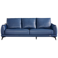 QuanU 全友 102558-1 极简真皮沙发 三人位 蓝色