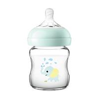 AVENT 新安怡 自然系列 SCF672/13 玻璃彩绘奶瓶 120ml 彩绘蓝色小象 1月+